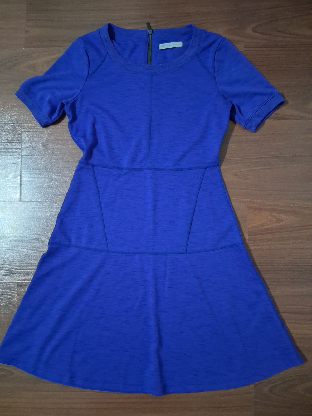 Athleta Royal Blue Short Sleeve Fit-and-Flare Mini Dress